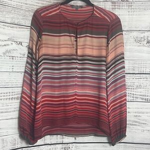 Michael Stars Top Womens Size XS Silk striped long sleeve Blouse